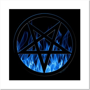 Blue Flames of Hell - Pentagram! Posters and Art